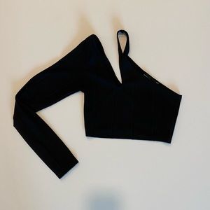 Pretty little thing black one shoulder crop top
